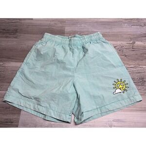 Vintage Cross Colours Swim Trunk Style‎ Shorts Peace Makers Size S Seafoam Green